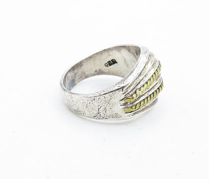 MEXICO 925 Silver  Vintage Two Tone Rope Twist Dome Band Ring Sz 8.5  RG6952