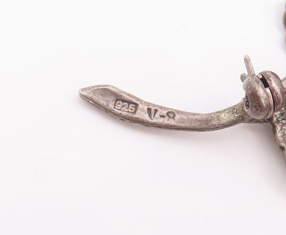 925 Sterling Silver Vintage Brooch Pin POLAND Amber Leaves Carved Flower BP10681