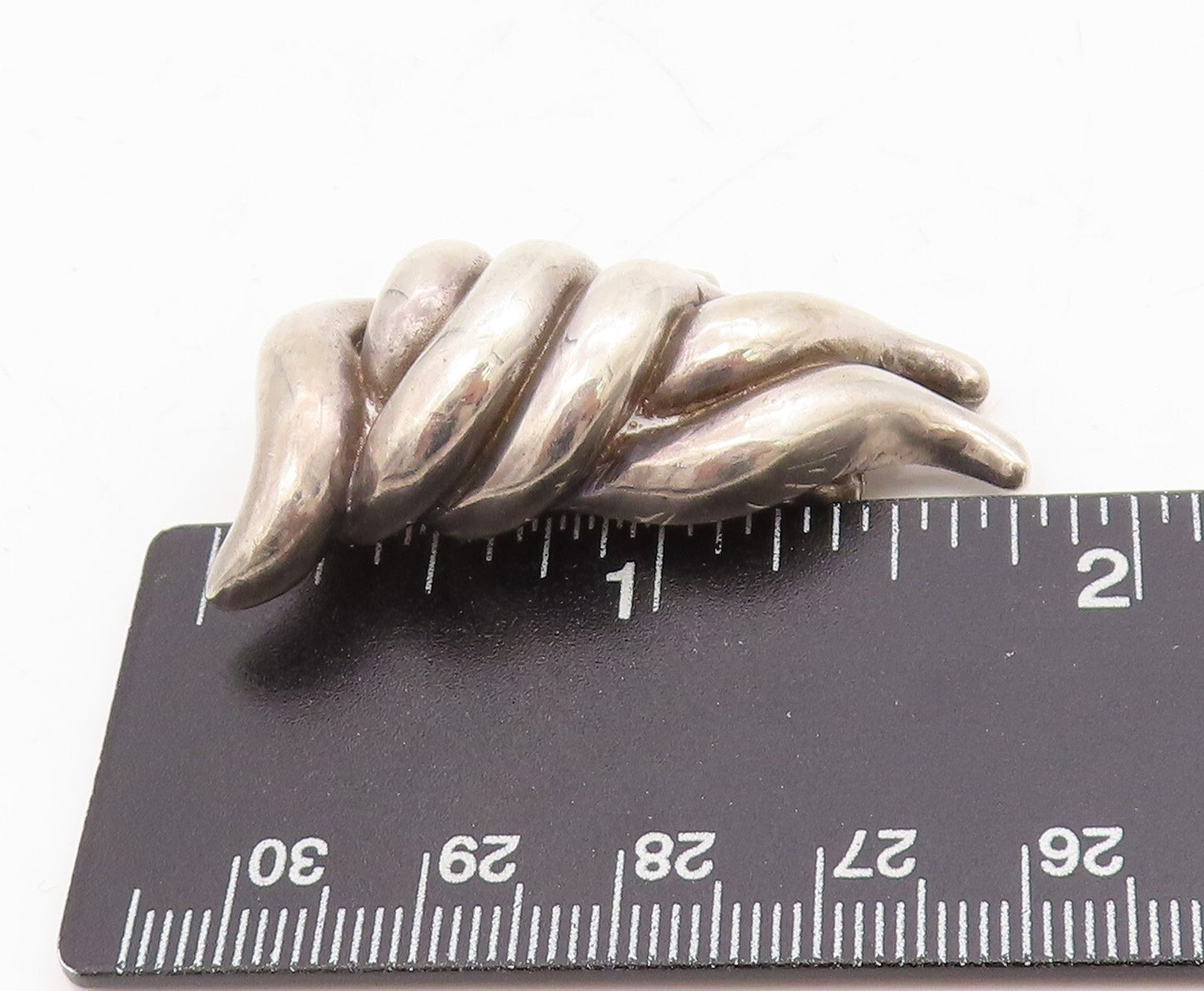 925 Sterling Silver Vintage Brooch Designer Dark Tone Cutout Swirls  BP11484