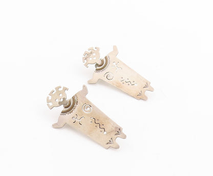 925 Sterling Silver Vintage Earrings NAVAJO ZUNI Cutout Dancing Boy EG13182