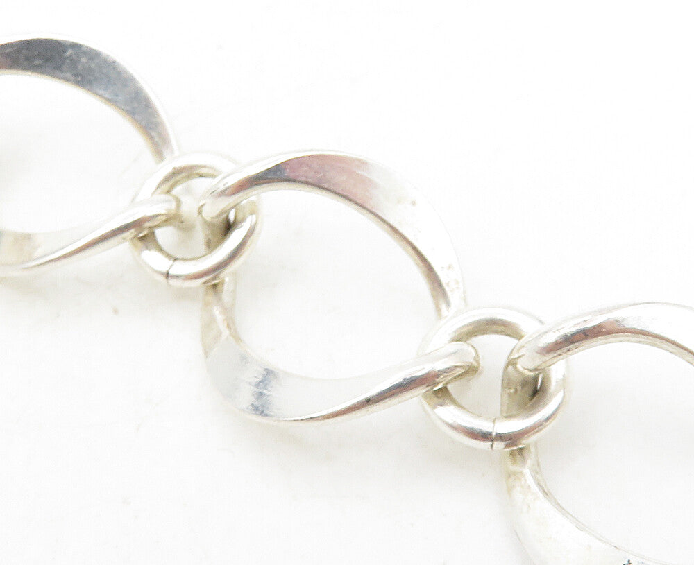 925 Sterling Silver  Vintage Shiny Polished Open Link Chain Bracelet  BT4091