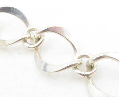 925 Sterling Silver  Vintage Shiny Polished Open Link Chain Bracelet  BT4091