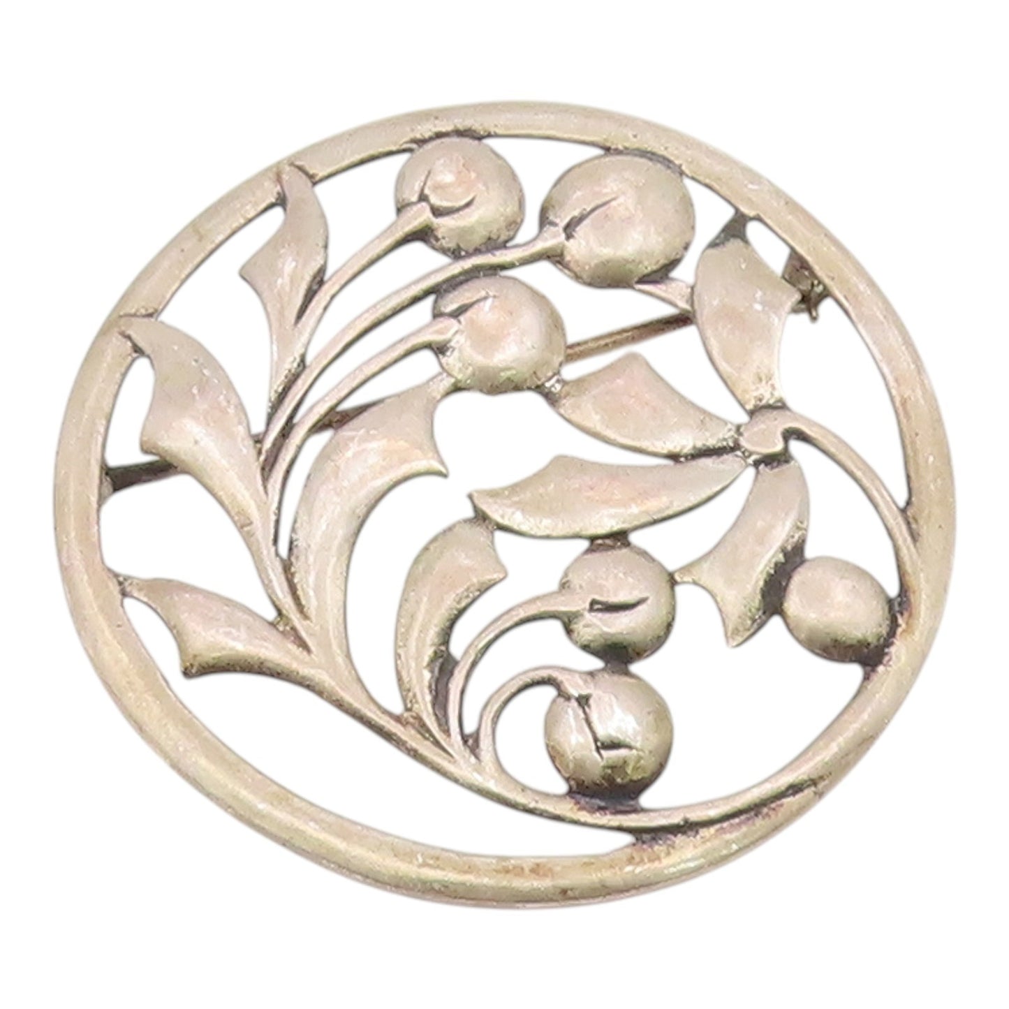 925 Sterling Silver  Vintage Blooming Floral Leaf Vine Brooch Pin  BP3227