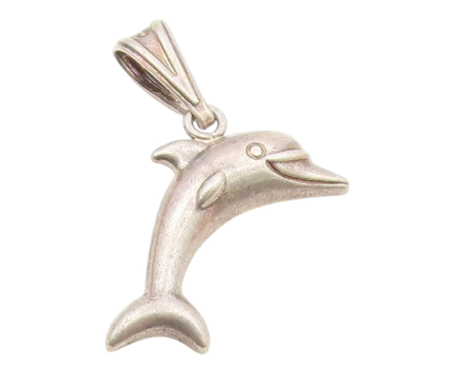 925 Sterling Silver  Vintage Petite Hollow Leaping Dolphin Pendant  PT16316