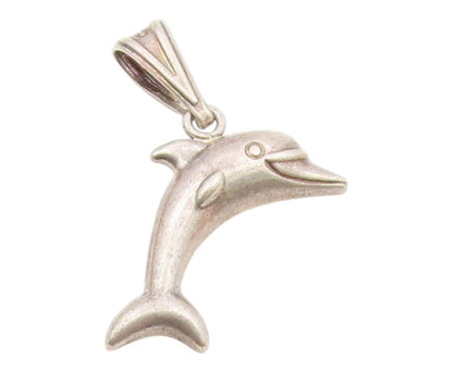 925 Sterling Silver  Vintage Petite Hollow Leaping Dolphin Pendant  PT16316