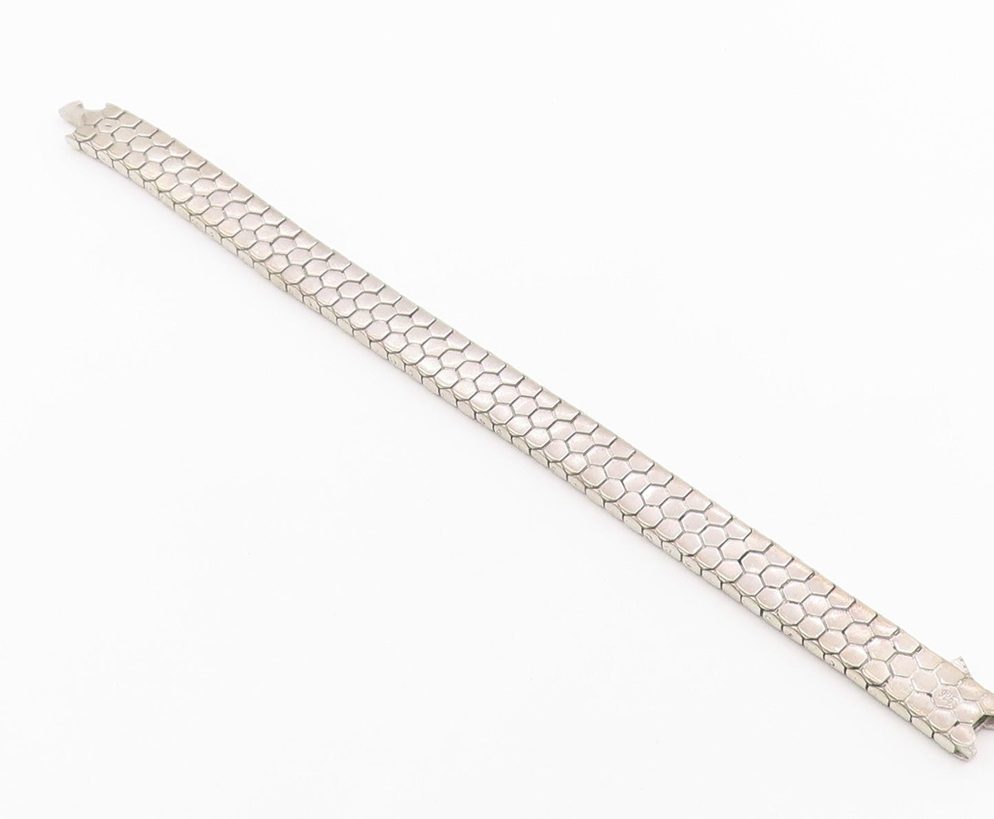 925 Sterling Silver Vintage Bracelet Classic Hexagonal Honeycomb Chain  BT12152