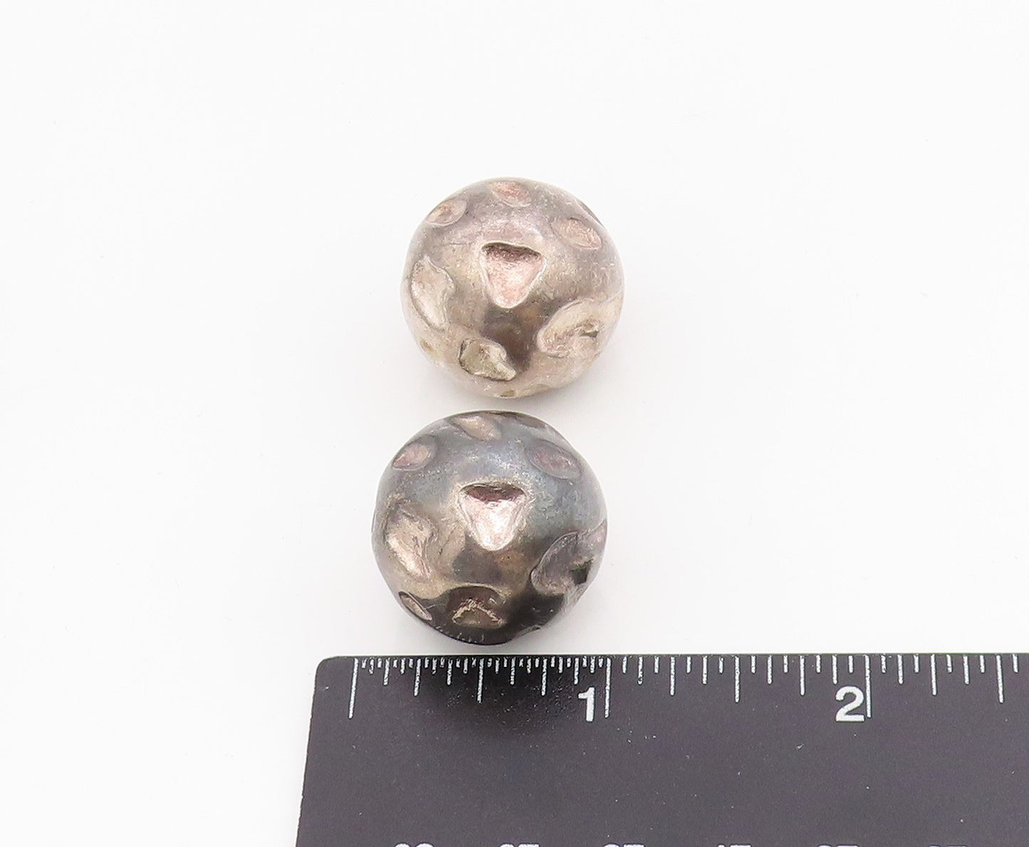 925 Sterling Silver Vintage Earrings Abstract Spherical Ball Omega Back  EG13931