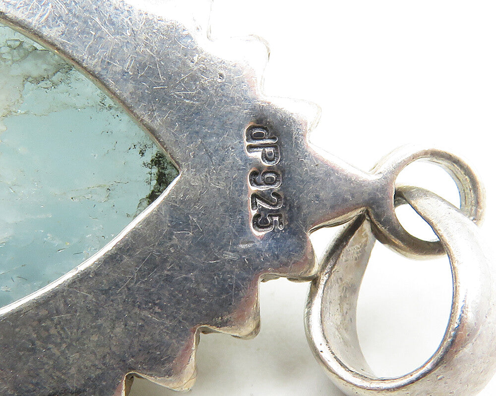 DOUG PAULUS 925 Sterling Silver  Vintage Blue Quartz Tear Drop Pendant PT14393