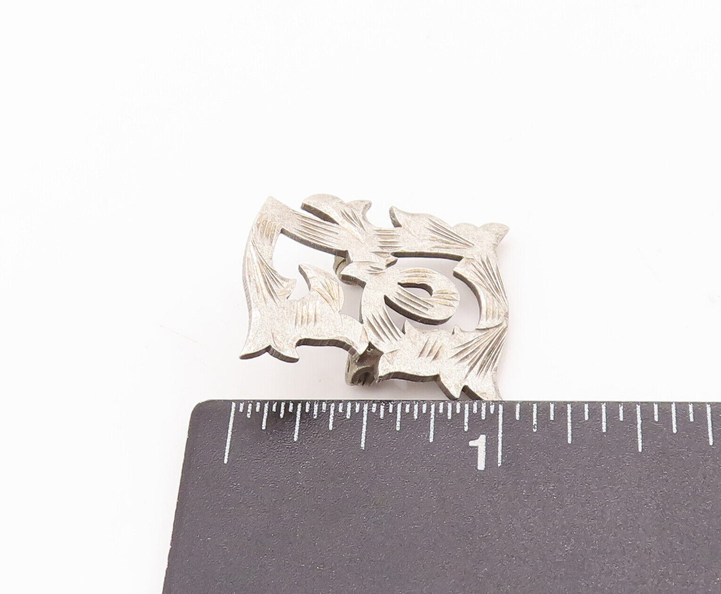 925 Sterling Silver Vintage Brooch Pin Minimalist Swirly Grooved  BP10889