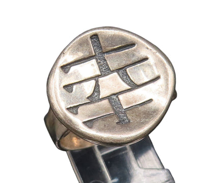CAROLYN POLLACK 925 Silver  Vintage Chinese Character Dent Ring Sz 11  RG25962