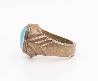 925 Sterling Silver Vintage Ring MEXICO Cabochon Cat's Eye Band  Sz 8  RG34259
