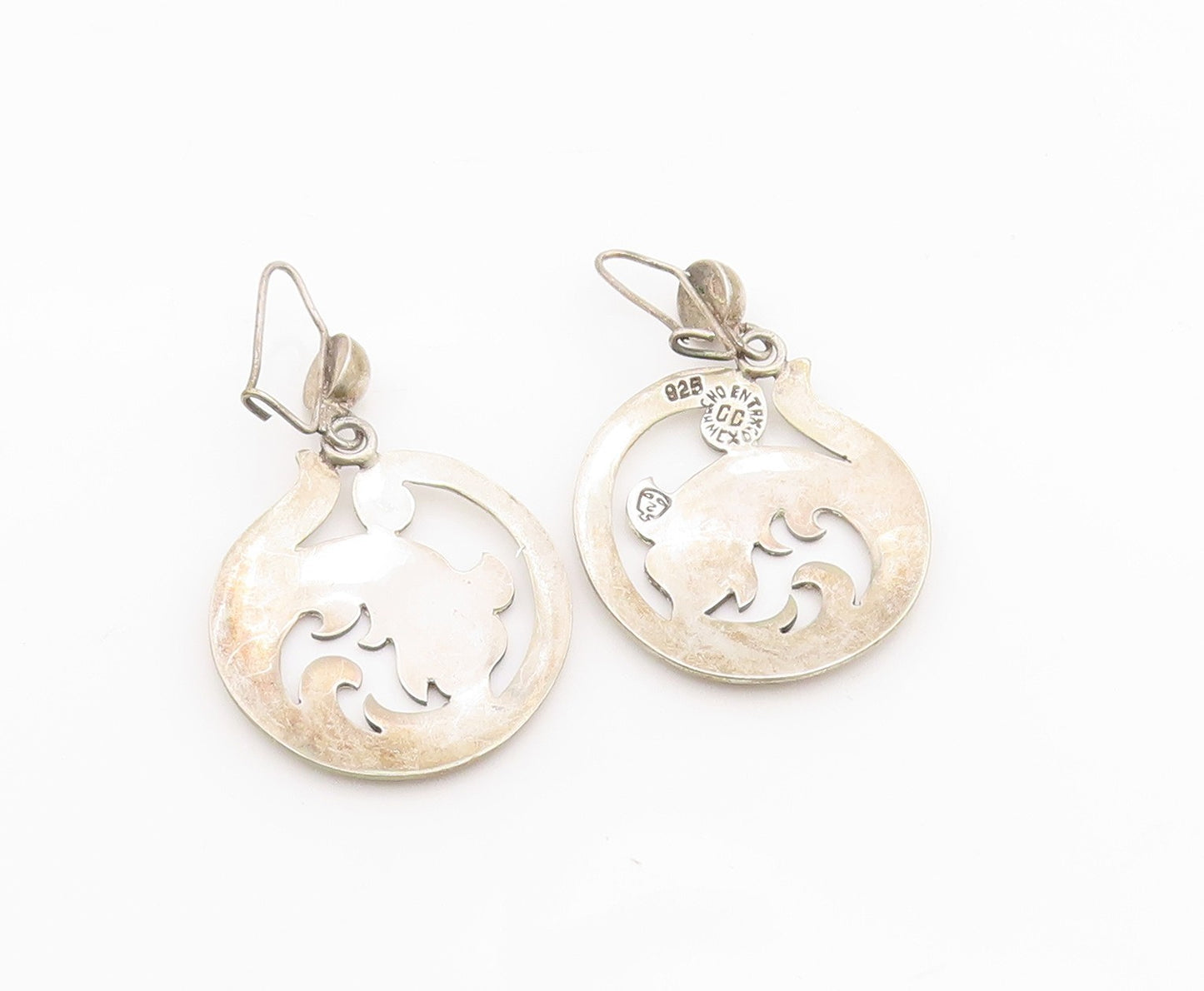 925 Sterling Silver Vintage Earrings MEXICO Celtic Knot Openwork Dangle  EG13814