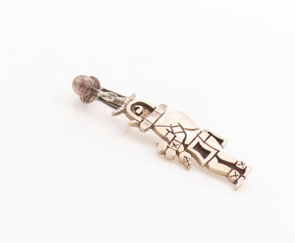 925 Sterling Silver Vintage Earrings NAVAJO Solid Carved Musician  EG13239