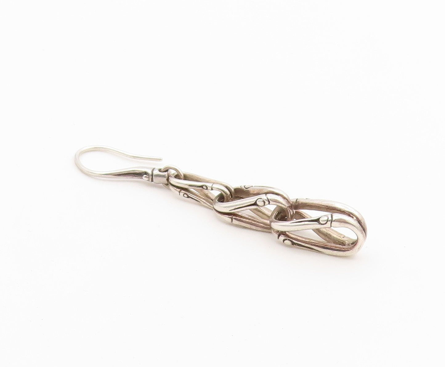 925 Sterling Silver Vintage Earrings JOHN HARDY Bamboo Loop Linear Drop  EG14484
