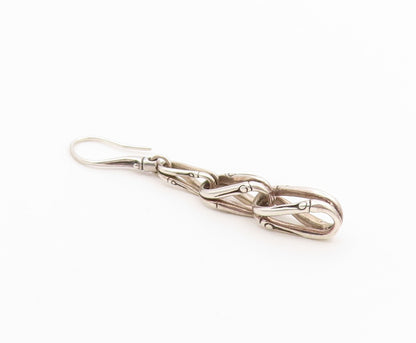 925 Sterling Silver Vintage Earrings JOHN HARDY Bamboo Loop Linear Drop  EG14484