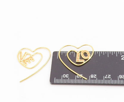 925 Sterling Silver Vintage Earrings Gold Plated Love Heart Wire Strings EG13762