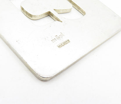 M&PL 925 Sterling Silver  Vintage Shiny Cutout Design Square Pendant  PT6528