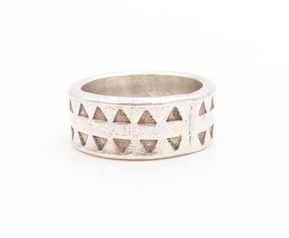 925 Sterling Silver Vintage Ring Etched Geometric Triangle Cutout  Sz 7  RG34153