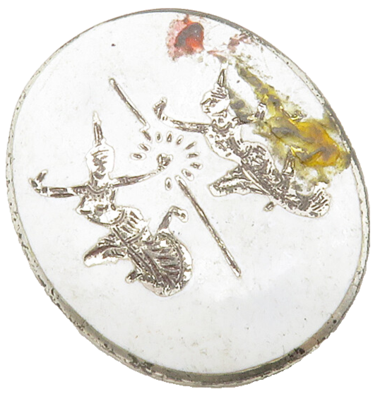 SIAM 925 Sterling Silver  Vintage White Enamel Dancers Oval Brooch Pin  BP5038