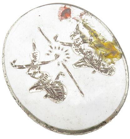 SIAM 925 Sterling Silver  Vintage White Enamel Dancers Oval Brooch Pin  BP5038
