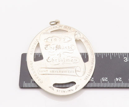 925 Sterling Silver Vintage Pendant LUNT Oval Etched Christmas Wishes  PT22726