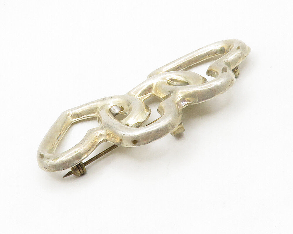 MEXICO 925 Silver  Vintage Triple Open Love Heart Smooth Brooch Pin  BP5281