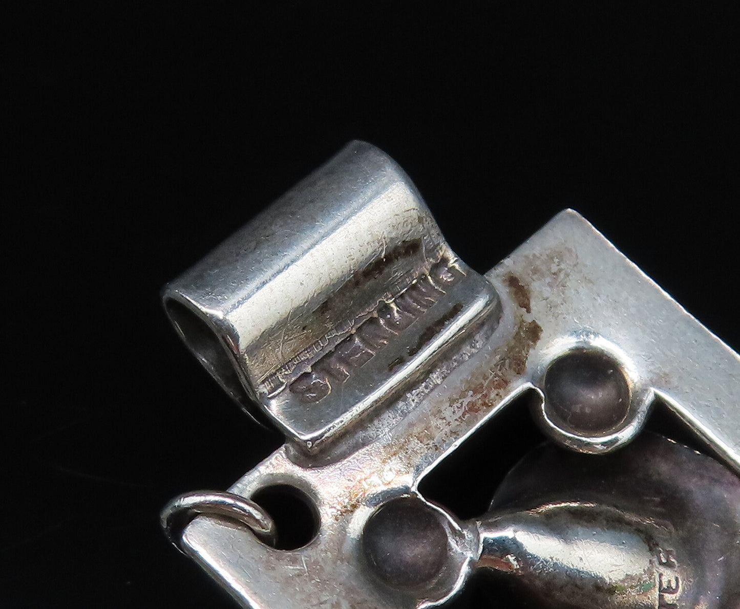 925 Sterling Silver Vintage 3D Flowers Hammered Rectangle Link Bracelet BT9593