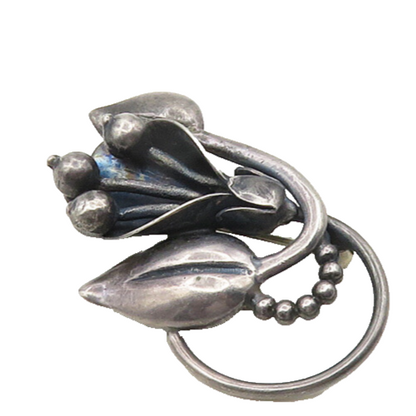 925 Sterling Silver  Vintage Dark Tone Flower Swirl Brooch Pin  BP7382