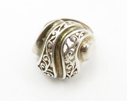 925 Sterling Silver  Vintage Shiny Swirl Vine Open Band Ring Sz 6  RG13931