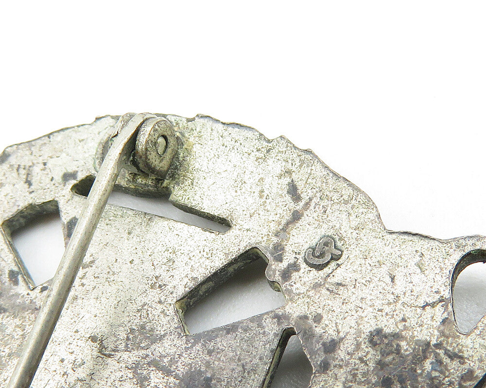 925 Sterling Silver  Vintage Oxidized Rifle Association Brooch Pin  BP4205