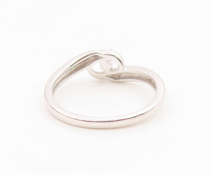 925 Sterling Silver Vintage Ring Elegant CZ Twisted Bypass Band  Sz 6.5  RG35865