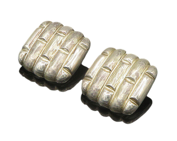 925 Sterling Silver  Vintage Brick Layer Pattern Square Drop Earrings  EG10548