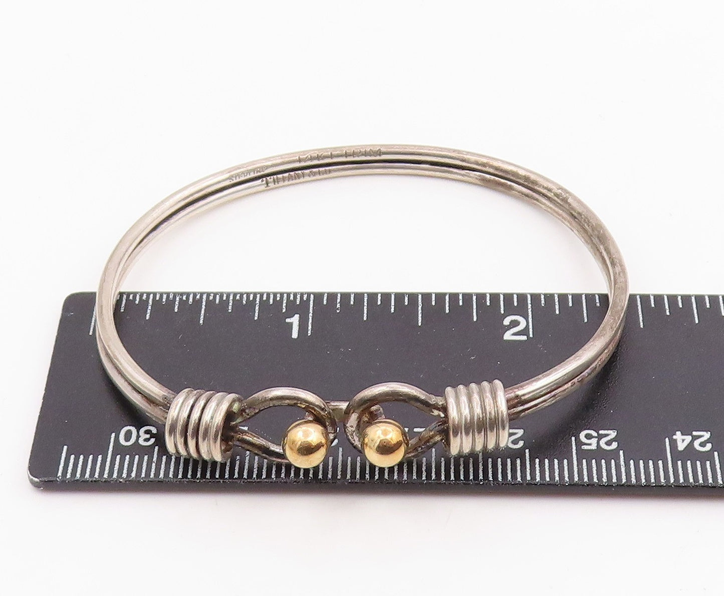 18K Gold & 925 Sterling Silver Vintage Bracelet TIFFANY & CO Bangle  BT11939