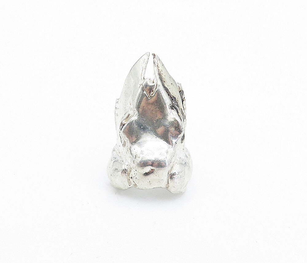 925 Sterling Silver  Vintage Sculpted Animal Skull Statement Ring Sz 7  RG6887