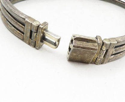 925 Sterling Silver  Vintage Smooth Dark Tone Bar Link Chain Bracelet  BT4090