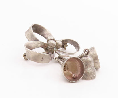 925 Sterling Silver Vintage Brooch MEXICO Cutout Brow With Bells Jingles BP11712
