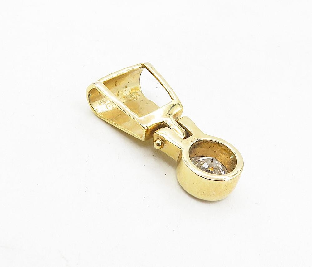 925 Sterling Silver  Sparkling Cubic Zirconia Gold Plated Drop Pendant  PT6487