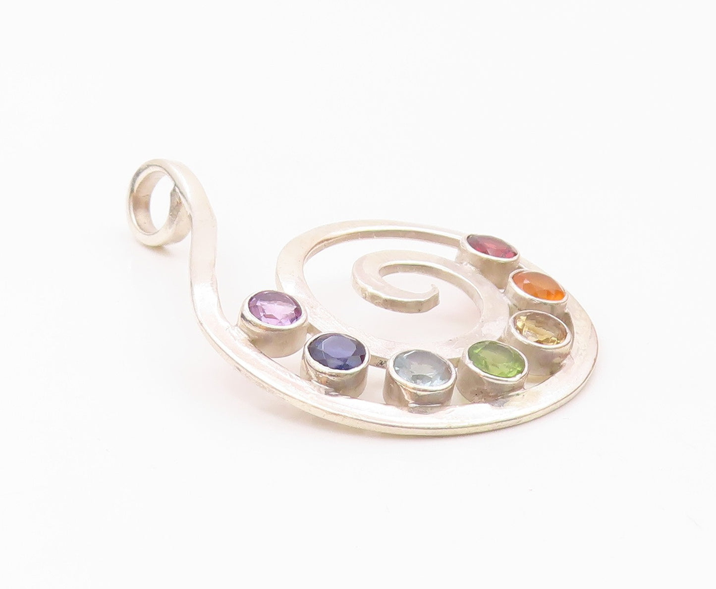 925 Silver Vintage Amethyst Tanzanite Citrine & Multi Stone Pendant PT16811