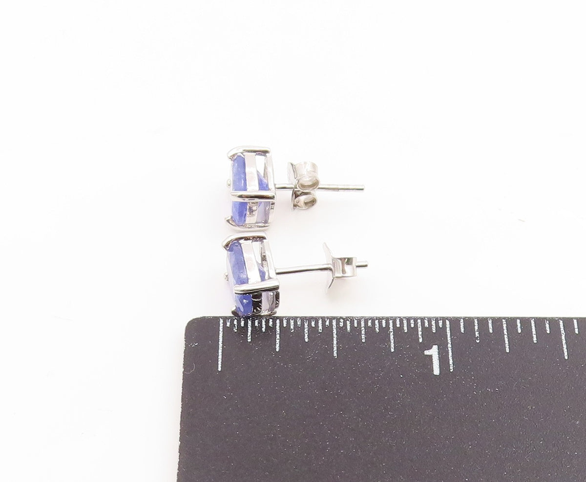 925 Sterling Silver Vintage Earrings Minimalist Oval Cut Tanzanite Stud  EG14145