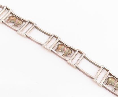 925 Sterling Silver Vintage Bracelet Good Luck Elephant Figural Link  BT11630