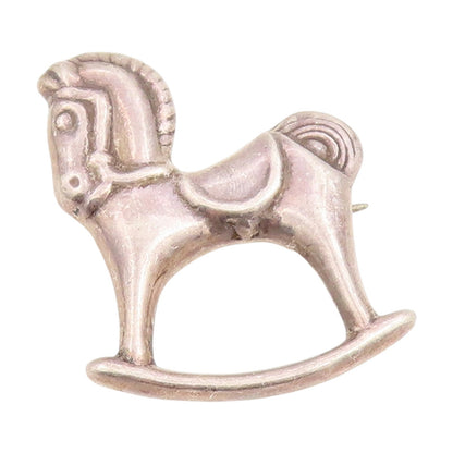 925 Sterling Silver Vintage Brooch Pin Classic Rocking Horse Figurine  BP12319