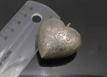 925 Sterling Silver  Vintage Hollow Floral Vine Love Heart Pendant  PT18865