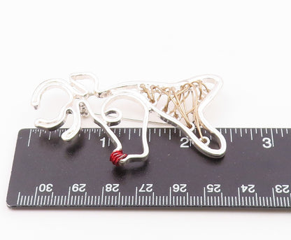925 Sterling Silver Shiny Modernist Rudolph The Reindeer Brooch Pin  BP6098