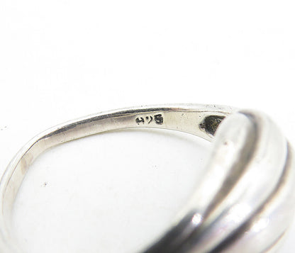 925 Sterling Silver  Vintage Fluted Scalloped Dome Band Ring Sz 8  RG7095