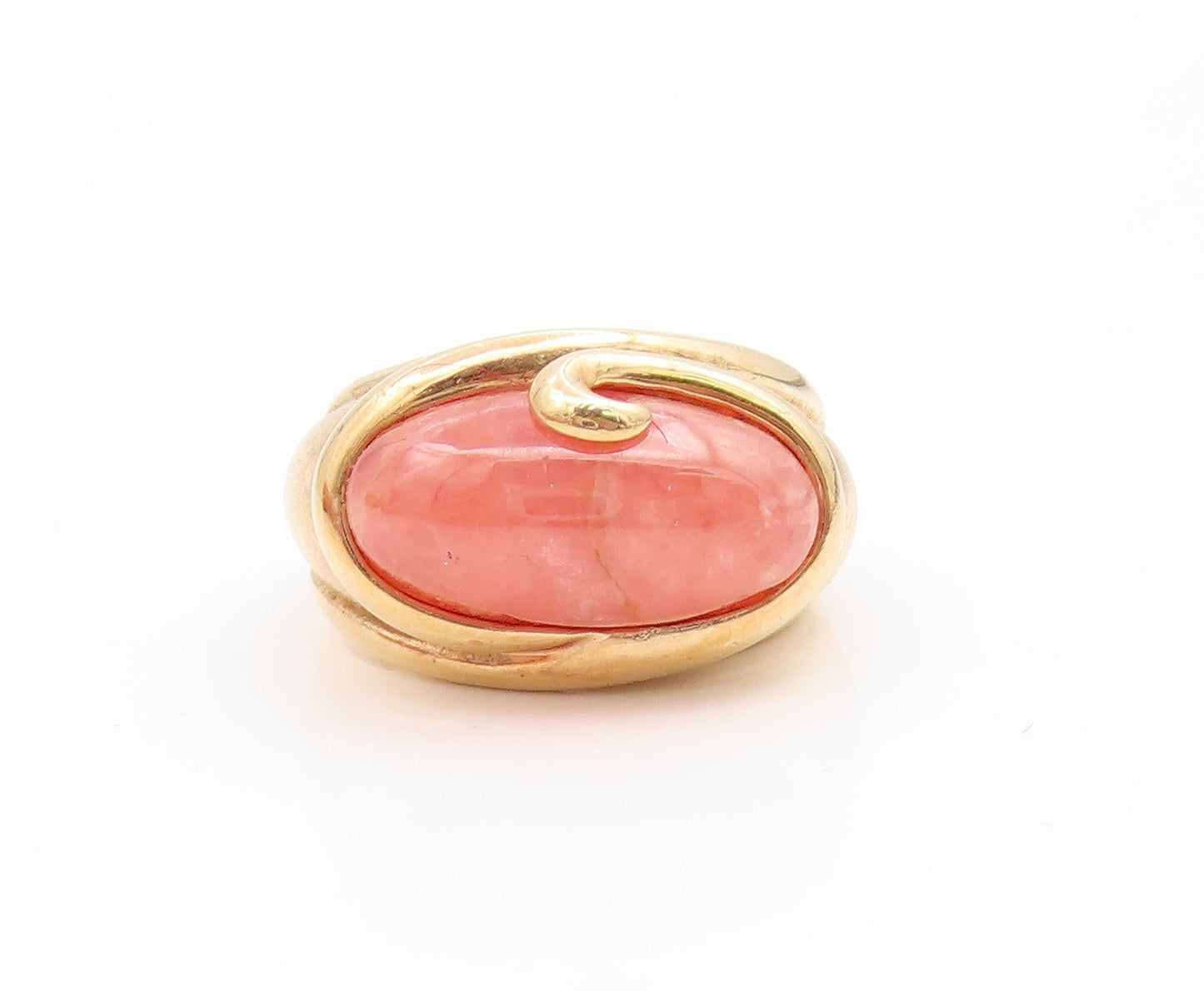 925 Sterling Silver Vintage Ring Gold Plated Rhodochrosite Band  Sz 6  RG35211