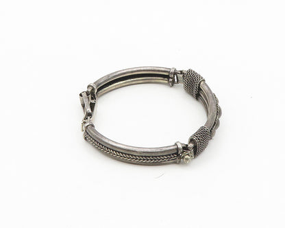 BALI 925 Silver  Vintage Dark Tone Wheat Detail Bar Chain Bracelet  BT7505