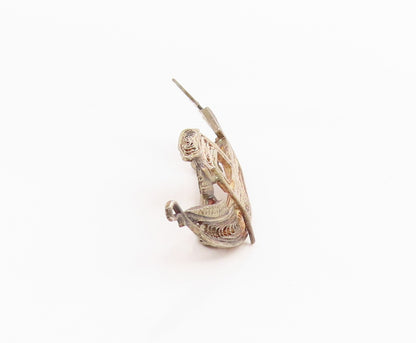 925 Sterling Silver Vintage Brooch Pin Filigree Miniature Gondola Boat  BP12450