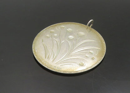 TOWLE 925 Sterling Silver  Vintage Shiny Floral Patterned Pendant  PT18931