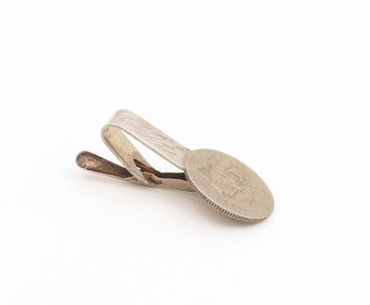 925 Sterling Silver Vintage Tie Clip Antique 1950 Legal Tender Coin Bar  TR4114