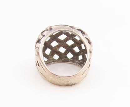 925 Sterling Silver Vintage Ring Modernist Basketweave Band  Sz 4.5  RG35601